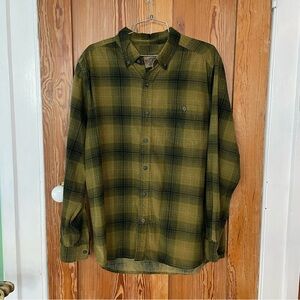 Men's North River Olive Green Button Up Flannel Corduroy - Sz Large